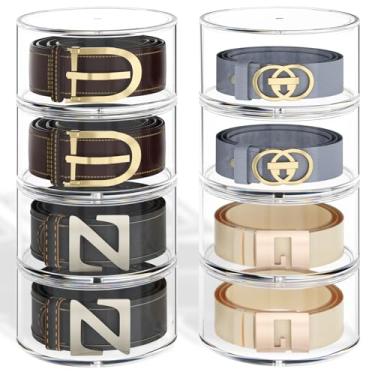 Imagem de Nuggicet Organizador de cinto para armazenamento de armário: caixa de cinto empilhável de 8 camadas de acrílico transparente, suporte elegante para economia de espaço
