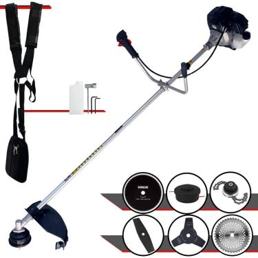 Imagem de Aparador de Grama Completo Toyama RT43LB-25A À Gasolina 2T 43cc 10.000rpm 1,7HP de Potência Com Kit 4 Lâminas de Corte, Trimmer e Carretel de Nylon