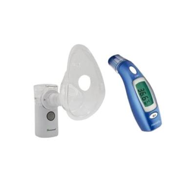 Imagem de Nebulizador Ultrassônico + Termômetro Infravermelho De Testa - Medleve