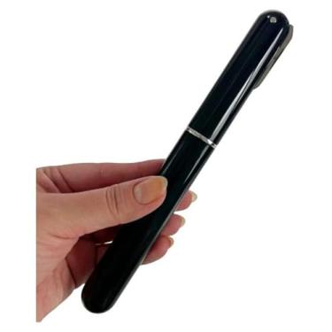 Imagem de Saca-Rolhas Pneumático Manual para Vinho, Preto, com Agulha em Aço Inox e Lâmina Retrátil para Corte de Lacre, 20cm.