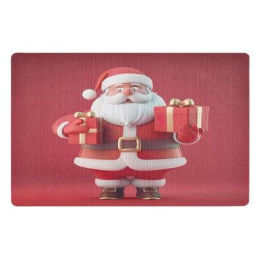 Imagem de SEHANY Tapete de porta de inverno Papai Noel Natal para todos os climas, impermeável, secagem rápida, bem-vindo, tapete de entrada antiderrapante, tapete decorativo de poliéster para entrada, varanda