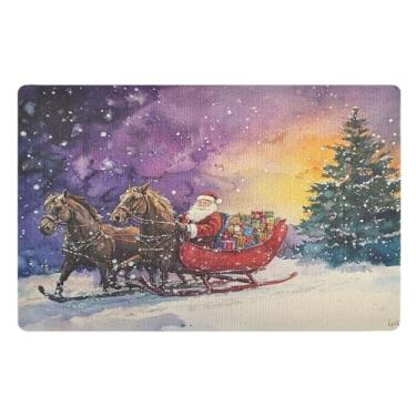 Imagem de SEHANY Tapete de porta de inverno Papai Noel Natal para todos os climas, impermeável, secagem rápida, bem-vindo, tapete de entrada antiderrapante, tapete decorativo de poliéster para entrada, varanda