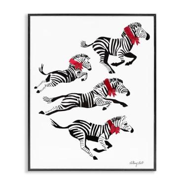 Imagem de Stupell Industries "Zebra Stampede with Ribbons", arte giclée emoldurada, preta, 28 x 35 cm