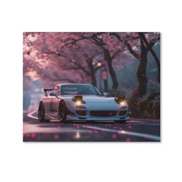 Imagem de HouLaiZhe Flor de cerejeira carro Rx7 Jdm pôsteres tela estética decoração de quarto pintura de parede impressões de sala de galeria decoração de parede para quarto sala de estar escritório 11 x 14