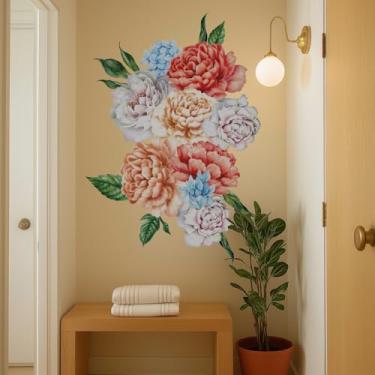 Imagem de Flortlias Descasque e cole decalques de parede florais flores adesivos de parede para sala de estar quarto decoração de parede, 16 peças boho vintage pônei jardim