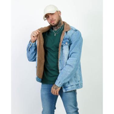 Imagem de Jaqueta Jeans Clara Masculina Casaco Com Pelinho Caramelo-Masculino