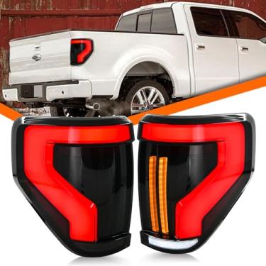 Imagem de COOLDNA Luzes traseiras de LED para Ford F150 F-150 2009-2014 montagem de lanterna traseira do lado do motorista e do passageiro (sem luz da porta traseira)