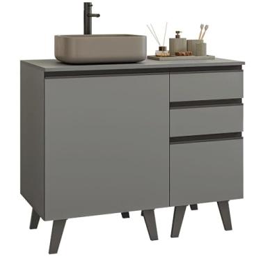Imagem de Gabinete para Banheiro 100cm 1 Porta 3 Gavetas Cinza Nice Madesa 04
