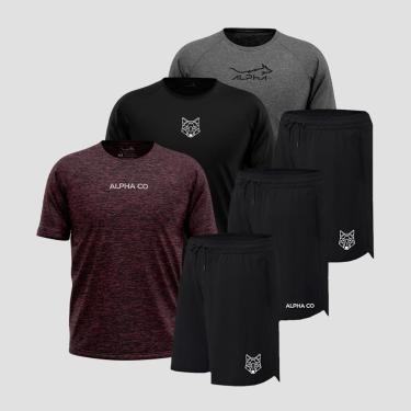 Imagem de Kit 6 Peças Dry 3 Camisetas e 3 Bermudas Alpha Co-Masculino