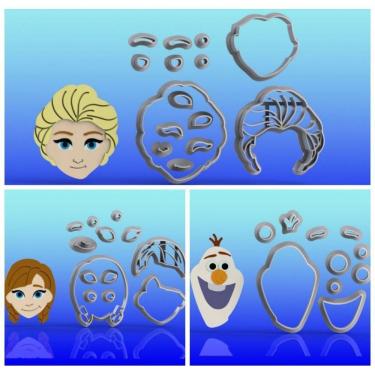 Imagem de Cortador Kit Frozen Ana e Elsa Olaf Tamanho 5cm