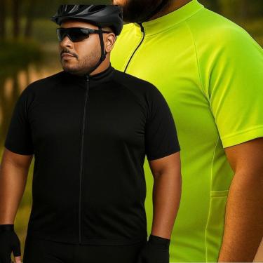 Imagem de Kit 2 Camisas Ciclismo Dry Masculina Plus Size Bike GG XG XGG – Secagem Rápida e Bolso Traseiro-Masculino