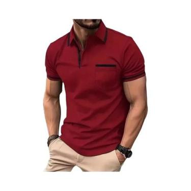 Imagem de Camisa Polo Masculina Leve E Respirável Com Zíper De 1/4, Manga Curta 