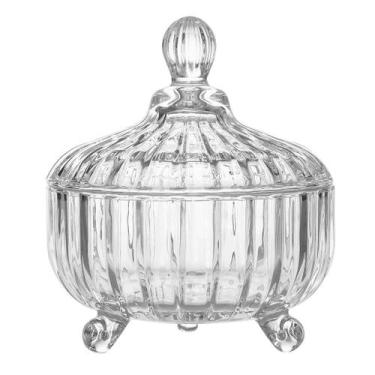 Imagem de Potiche de Vidro Elegance C/ Tampa Decoração Baleiro Bomboniere Luxo -