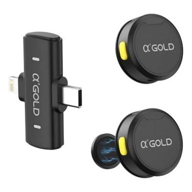 Imagem de Microfone Lapela Sem Fio 2 em 1 Magnético AGOLD MCF-38D Type-C e Light