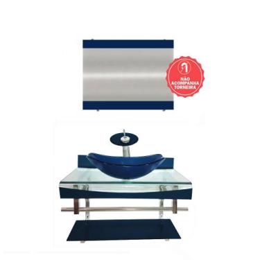 Imagem de Gabinete de Vidro 60cm para Banheiro Cuba Oval - Andorra - EKASA, Azul