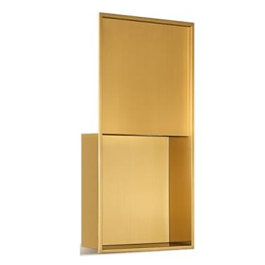 Imagem de Nicho de banheiro de aço inoxidável, aço inoxidável escovado, prateleira quadrada de banheiro de nicho de chuveiro, inserção de nicho de parede de xampu para armazenamento organizador de produtos (cor