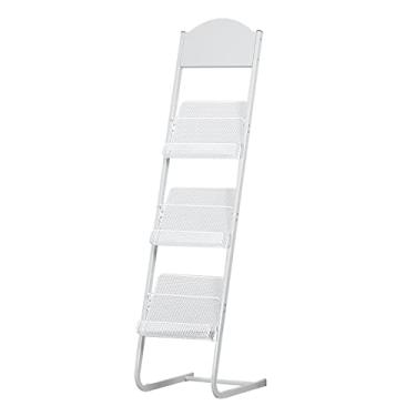 Imagem de Suporte de chão portátil de metal - visor de folheto branco de 126 cm de altura, design que economiza espaço para decoração de casa e escritório, organizador de revistas destacável e elegante