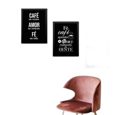 Imagem de Kit 3 Quadros Cozinha Café Com Fé 24X18Cm - Com Vidro