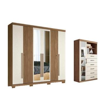 Imagem de Quarto Completo Modu +Cômoda QC352 Jatoba/Areia - Santos Andirá