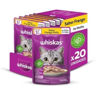Imagem de Caixa com 20 Sachês Whiskas para gatos adultos sabor frango ao molho 8