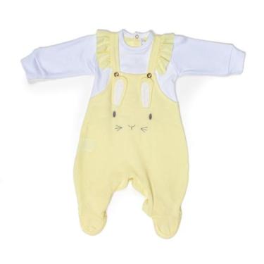 Imagem de Macacão Longo Luxo Bebê Menina Finta Jardineira Amarela 7982 - LESSA K