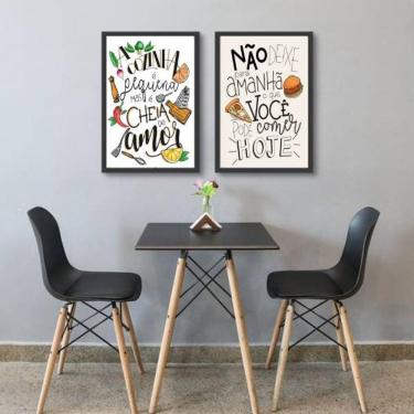 Imagem de Kit 2 Quadros Decorativos Frases Cozinha Humor