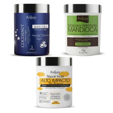Imagem de Kit Máscara Cronograma Capilar Anjore 1k Hidratação Mandioca Reconstru