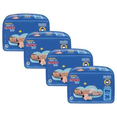 Imagem de Kit 4 Fraldas Turma da Mônica Baby Jumbo RN com 36un cada
