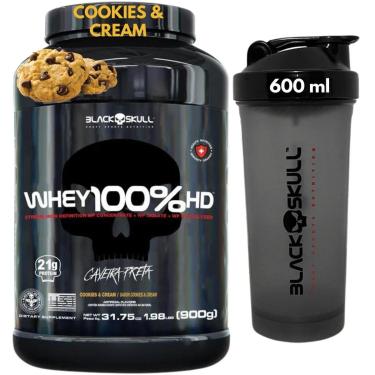 Imagem de Whey Protein 100 HD Pure 3W Isolado Hidrolisado Concentrado POTE 900g COQUETELEIRA 600ml Black Skull-Unissex