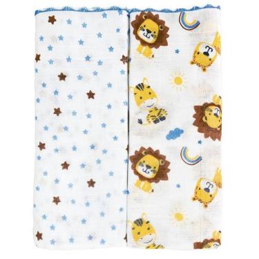 Imagem de Toalha Fralda Luxo Estampada Com 02 Unidades 68x110cm Baby Bublim Inco
