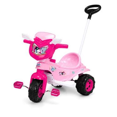 Imagem de Triciclo Motoca Uni Rosa Infantil Tico-Tico Aro Suporte Pés Para Menin