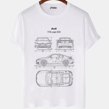 Imagem de Camiseta masculina Audi tt rs Desenho Carro Famoso Camisa Blusa Branca Estampada
