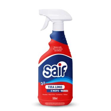 Imagem de Limpador Tira Mofo E Limo Cloro Ativo Com Gatilho Saif 500Ml, Saif, Removedor De Mofo E Limo Com Cloro Ativo Spray, Vermelho, Remove Mofo, Limo E As Sujeiras Mais Difíceis