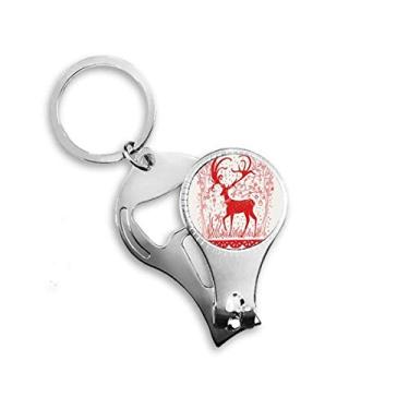 Imagem de Chaveiro abridor de garrafa cortador de unhas de corte de papel vermelho de cervo animal de desenho animado abridor de garrafa