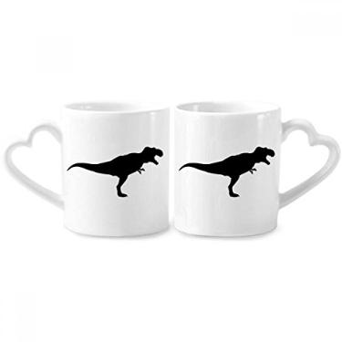 Imagem de Conjunto de canecas de porcelana para casal, ossos de dinossauro, molde de ossos, coração e coração