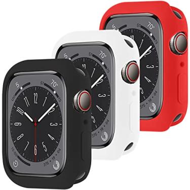 Imagem de 3 Pack Capa de Silicone para Apple Watch não com protetor de tela 40mm,ALMNVO TPU Capa de Proteção Case para iWatch Série 6 Série 5 Série 4 SE,Preto+Branco+Vermelho
