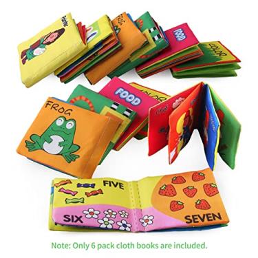 Imagem de LUGU 6 pacotes de livros ios de pano pa bebês, não tóxicos, amas os, fricção com som farfalhante, presente de brinquedo educacional pa crianças meninos e meninas, unissex.