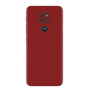 Imagem de Skin Adesivo Traseira Fibra Carbono e outras texturas Para Moto G9 Play (Vermelho Carbono)