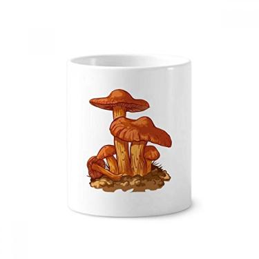 Imagem de Suporte de caneta com ilustração de criatura de cogumelo laranja bonito suporte de cerâmica copo lápis
