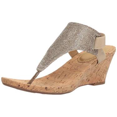 Imagem de WHITE MOUNTAIN Shoes All Good sandália feminina de cortiça cunha, ouro Lt/Glitter, 39, Ouro/Glitter