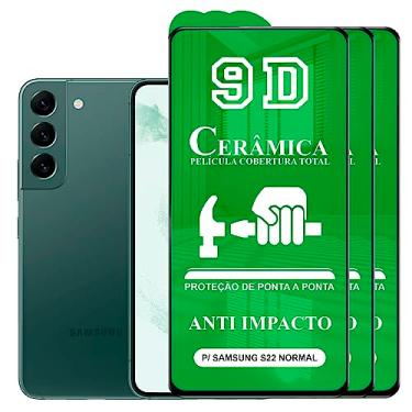 Imagem de Kit 3x Película Samsung Galaxy S22 Normal - 9D Cerâmica Protetora Resistente Anti Impacto Queda Choque Shock Flexível Nano Gel Compatível 3D 5D 100D