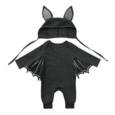 Imagem de Macacão infantil para meninos e meninas, conjunto de fantasias para meninos cosplay de Halloween (cinza escuro, 6 a 12 meses)