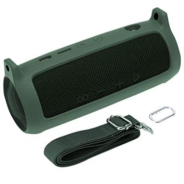 Imagem de co2CREA Capa de silicone macio de substituição para alto-falante Bluetooth portátil JBL Flip 6 (capa verde)
