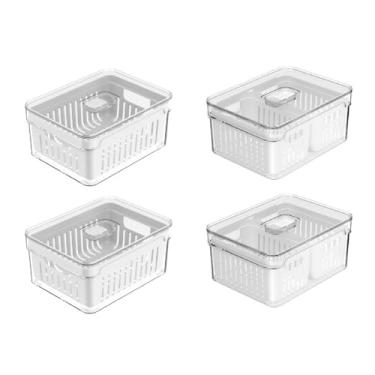 Imagem de Kit 4 Organizadores Geladeira Armário Cozinha 2,2 Litros Alimentos Vegetais - 2pc OF450 e 2pc OF650 - OU