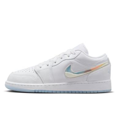 Imagem de Nike Tênis masculino Air Jordan 1 Low SE GS, Branco/branco Summit, azul gelo, 20