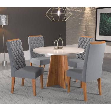 Imagem de Mesa de Jantar Redonda Piece Com 4 Cadeiras Iza Cobre/Blonde/Cinza - Casa Giulia