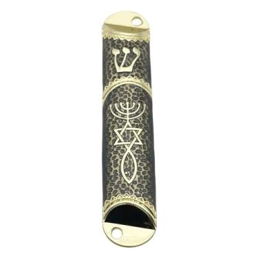Imagem de IEUDNS 4.1 polegada judaica mezuzah caso capa artesanal liga de zinco casa bênção porta da frente decoração para decoração de casamento multiuso, PRETO
