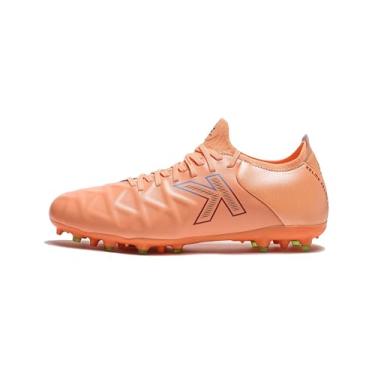 Imagem de KELME Chuteiras de futebol de couro de bezerro masculinas e femininas - Sapatos de futebol unissex para ambientes externos/internos tamanhos adultos - Grama artificial AG, Laranja, 40