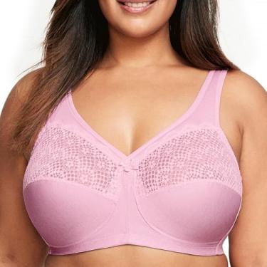 Imagem de Glamorise Sutiã MagicLift feminino plus size com controle de umidade sem aro #1064, Rosa mesclado, 48B