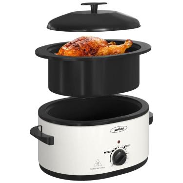 Imagem de Panela Elétrica 7,5L com Tampa Auto-alinhante, Panela e Rack Removíveis, 110V 1000W, Sunvivi, Branco